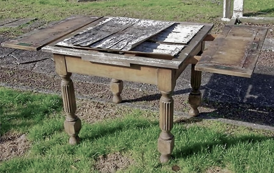 With no room in the house, this table sat under an apple tree for 5 years